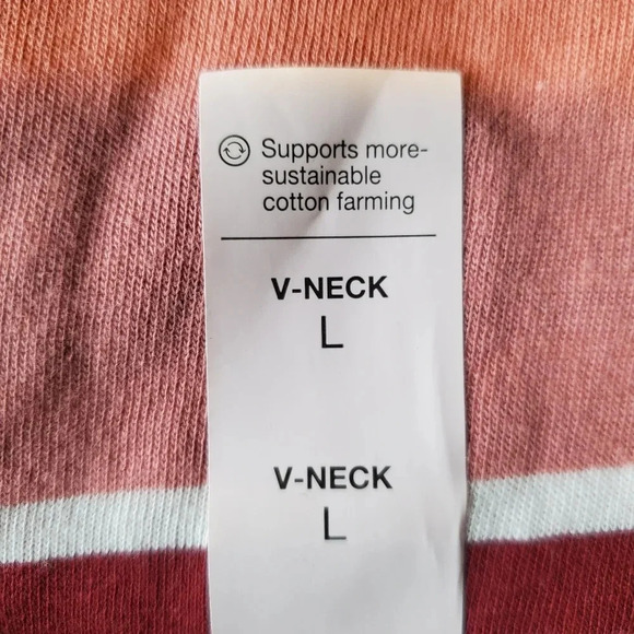 SO | Essential V-Neck Long Sleeve T-Shirt in Pink Stripe sz Various - Picture 8 of 10